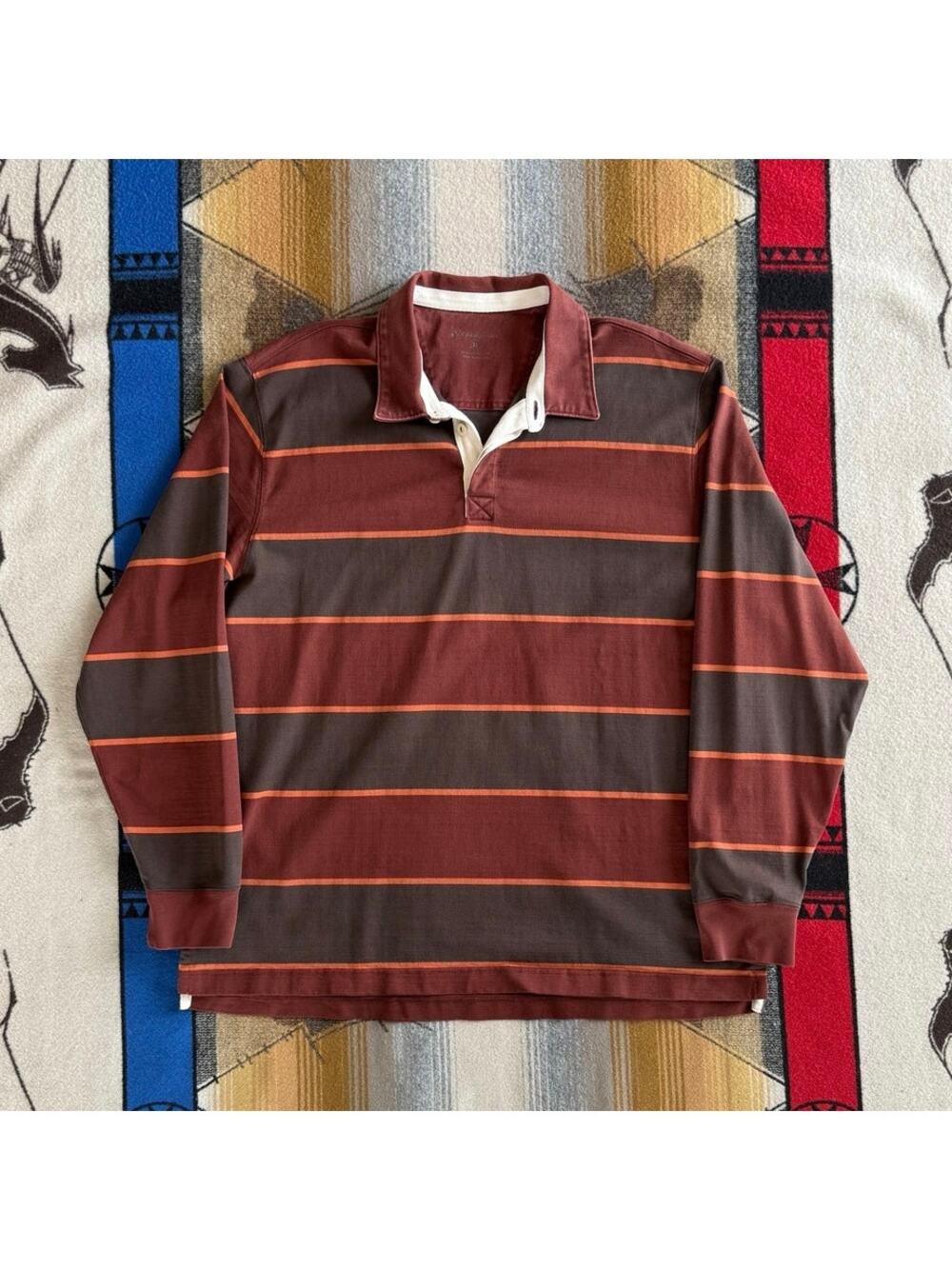 Vintage Men’s Eddie Bauer Long Sleeve Rugby Shirt Size XL Striped CottageCore
